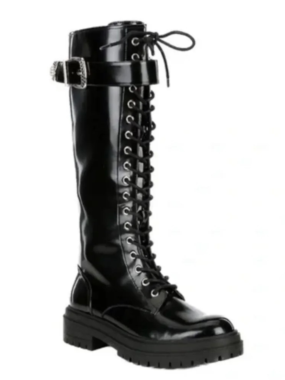 Gianni Bini Sky-Scraper Lug Sole Platform Patent Leather Boots Size 10 NWOT